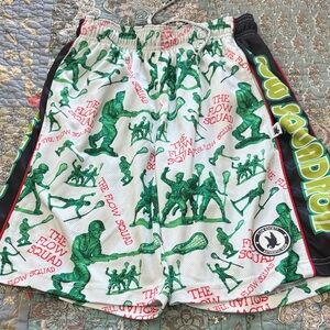 The Flow Society lacrosse ' Athletic Shorts - White with Green & Red Accents